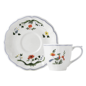 Image showing the Gien- Oiseaux de Paradis, Coffee Cups & Saucer Set of 2 product.