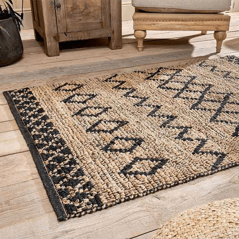 Ambara Jute Rug, 120 x 180cm, Natural and Black