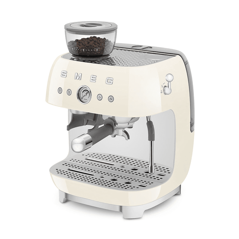 Espresso Coffee Machine with Grinder, Cream