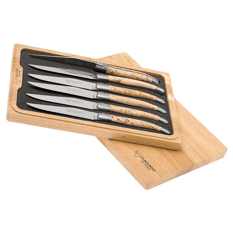 Steak Knives, Birchwood Handles, Set of 6