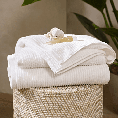 Image showing the Super Soft Pure Cotton Ribbed Bath Sheet, 100 x 150cm, White product.