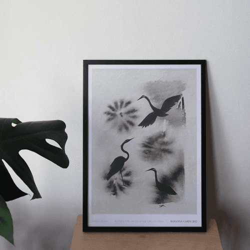 Image showing the Three Birds Recycled Paper Print, A2, Grey product.