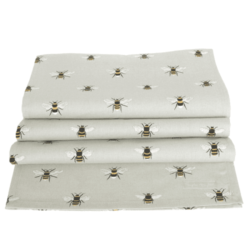 Image showing the Bees Linen Table Runner, 35 x 280cm, Natural, Yellow product.
