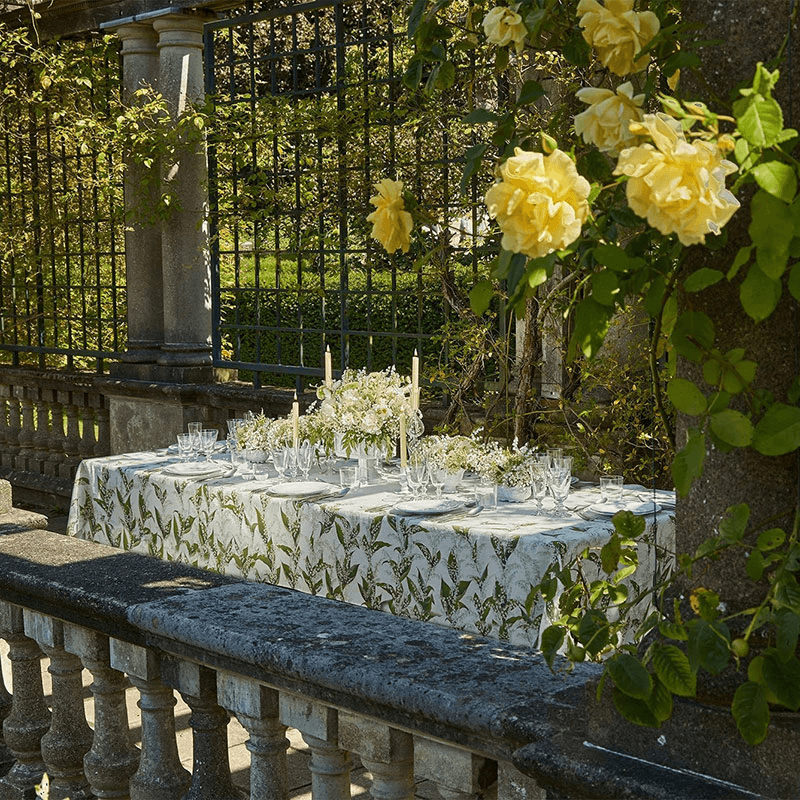 Lilly of the Valley Muguet' Linen Tablecloth, 165 x 300cm, White