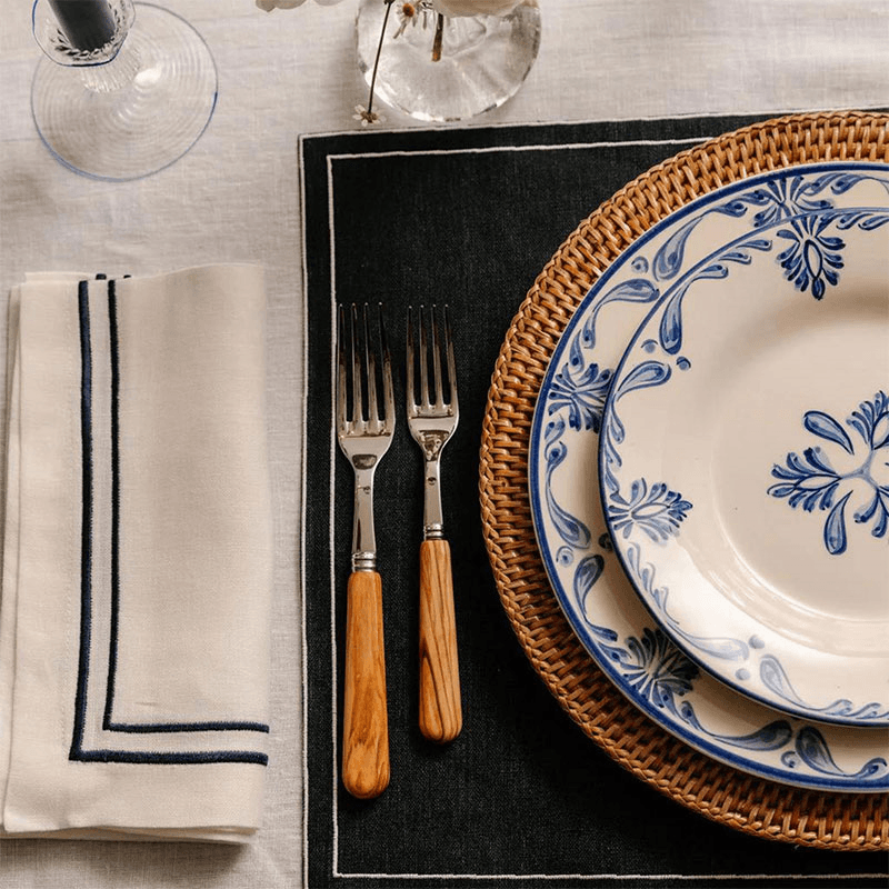 Sophie Classic Two Cord Napkin, 50cm, Midnight Blue