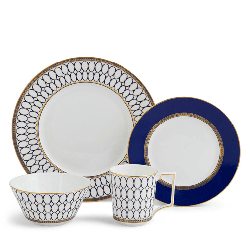 Image showing the Renaissance Gold 4 piece dinnerware set, White product.