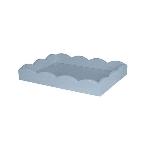 Image showing the Lacquered Scallop Tray 28 x 20cm, Pale Denim product.