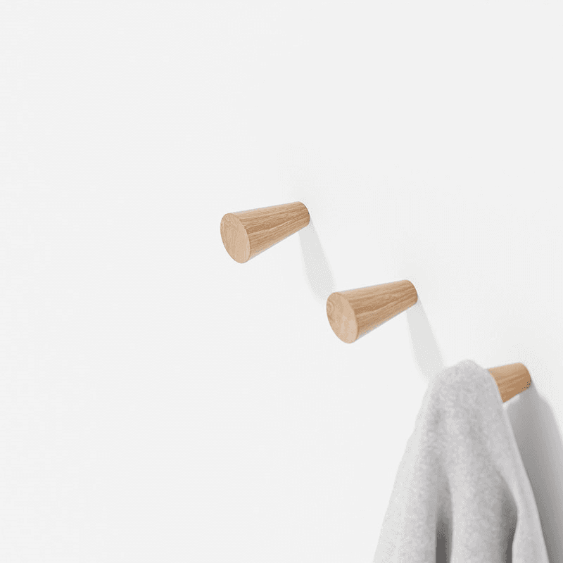 Slimline Pair of Wall Hooks, Oak
