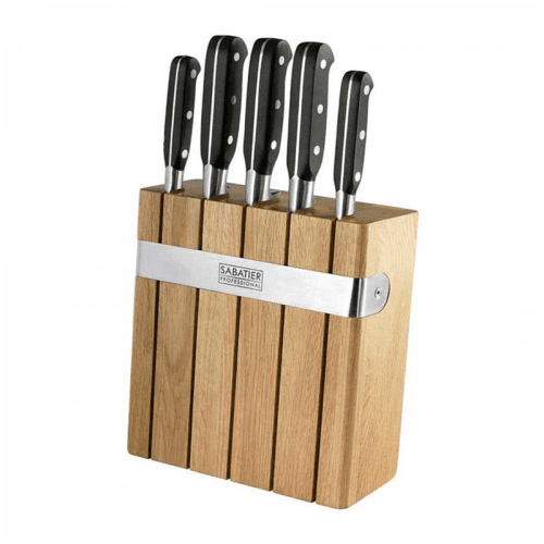 Image showing the Knife Block, Oak with 5 Sabatier Knives product.