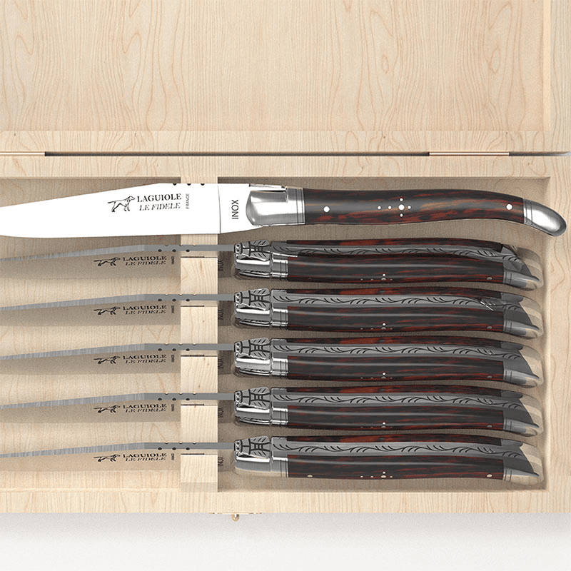 Laguiole Set of 6 Steak Knives, Amourette