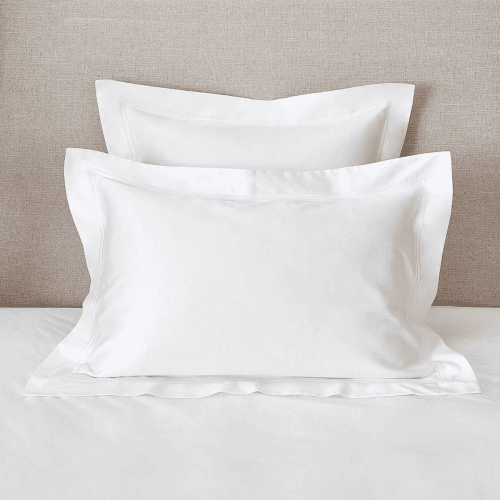Image showing the Symons Double Row Cord - 1000 Thread Count Egyptian Cotton Sateen Oxford pillowcase, 50 x 75cm, White With Border product.