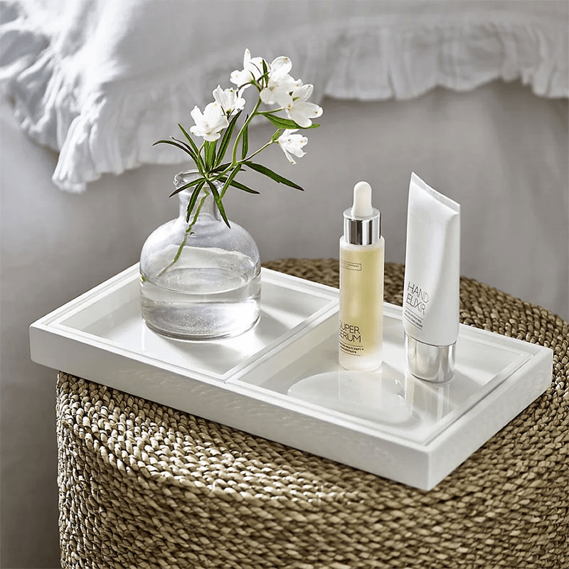 Lacquer Dressing Table Tray, 18 x 18cm, White