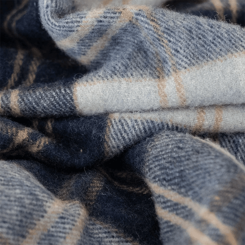 Check Recycled Wool Blanket, 145 x 190cm, Bannockbane Silver Tartan