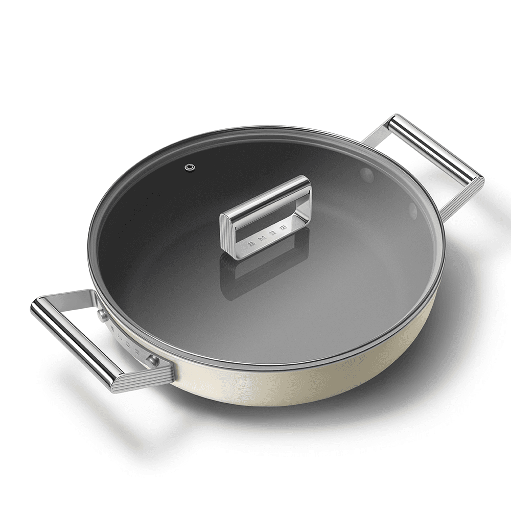 Deep Skillet Pan with Handles, 28cm, Cream