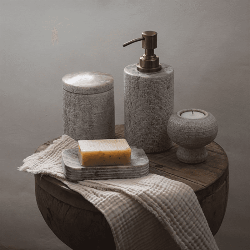 Asana Marble Soap Dispenser, Grey