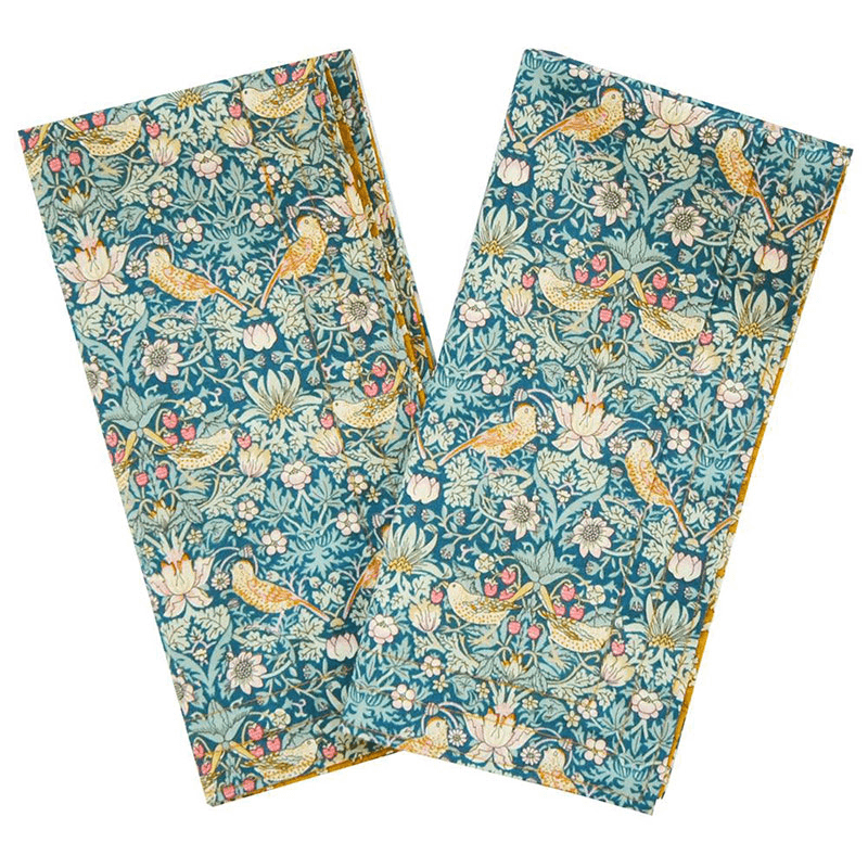 Strawberry Thief Set of 4 Stitch Napkin, Green