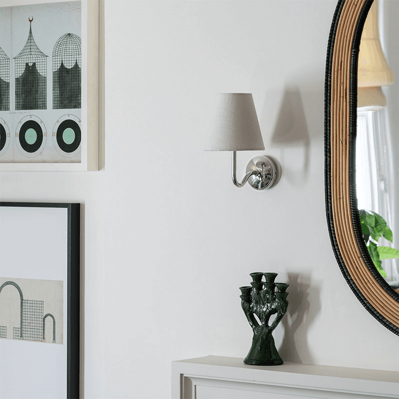 Malvern  Wall Light Alabaster, H21cm, Polished Nickel