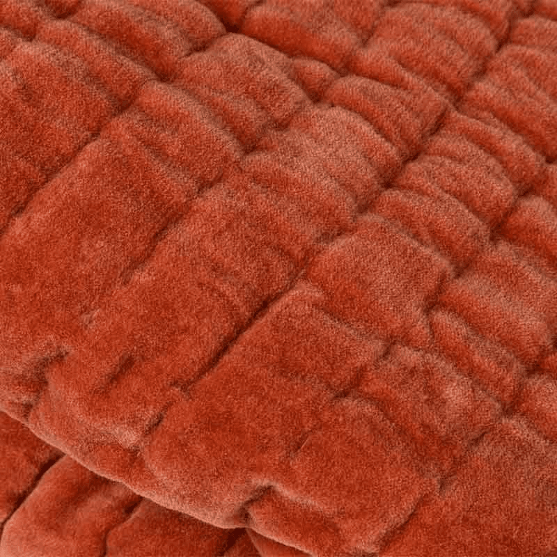 Kantha Velvet Double / King Bedspread, Soft Terracotta