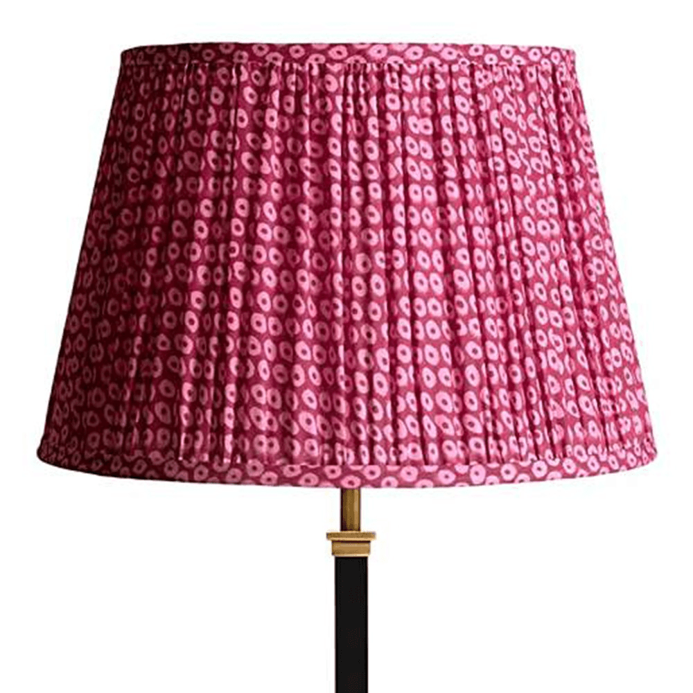 Straight empire Shade, 35cm, pink block printed cotton