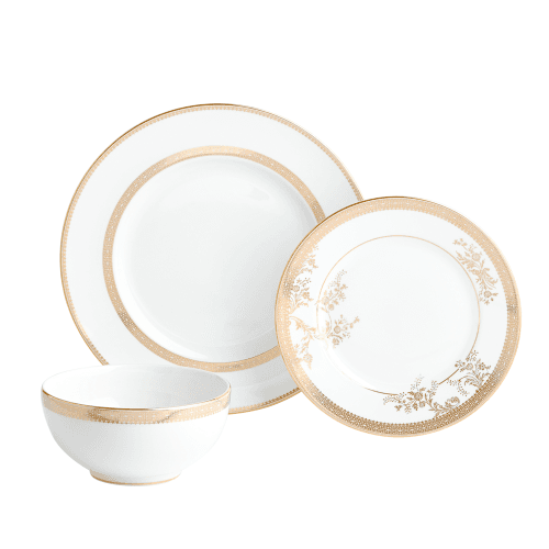 Image showing the Lace 12 Piece Dinnerware Set, Gold product.