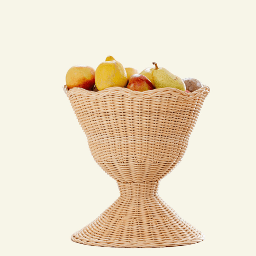 Image showing the Freya Scalloped Rattan Bowl, D22cm, Natural product.