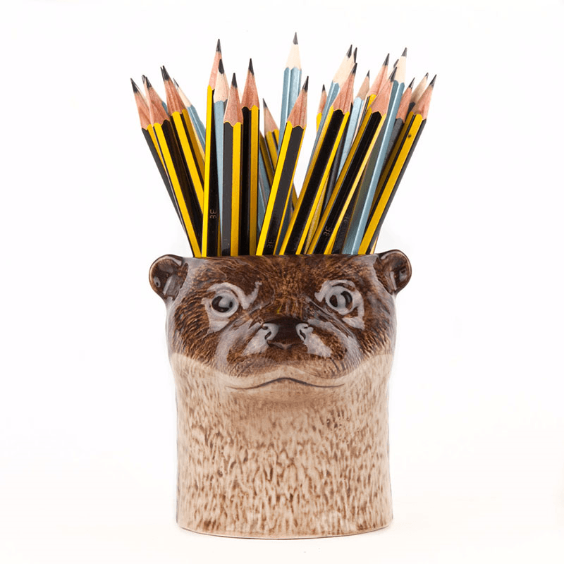 Otter Pencil Pot, H10cm, Brown