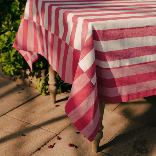 Image showing the Stripe Tablecloth, W170 x L240cm, Punch Pink product.