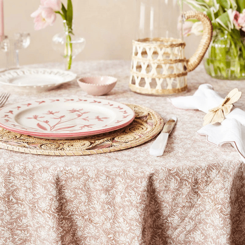 Image showing the Pink Rosebud Tablecloth Large product.