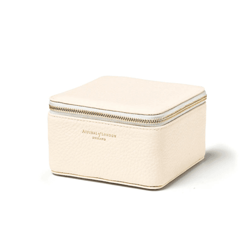 Image showing the Travel Watch & Ring Box, L12 x W12cm, Ivory Pebble product.