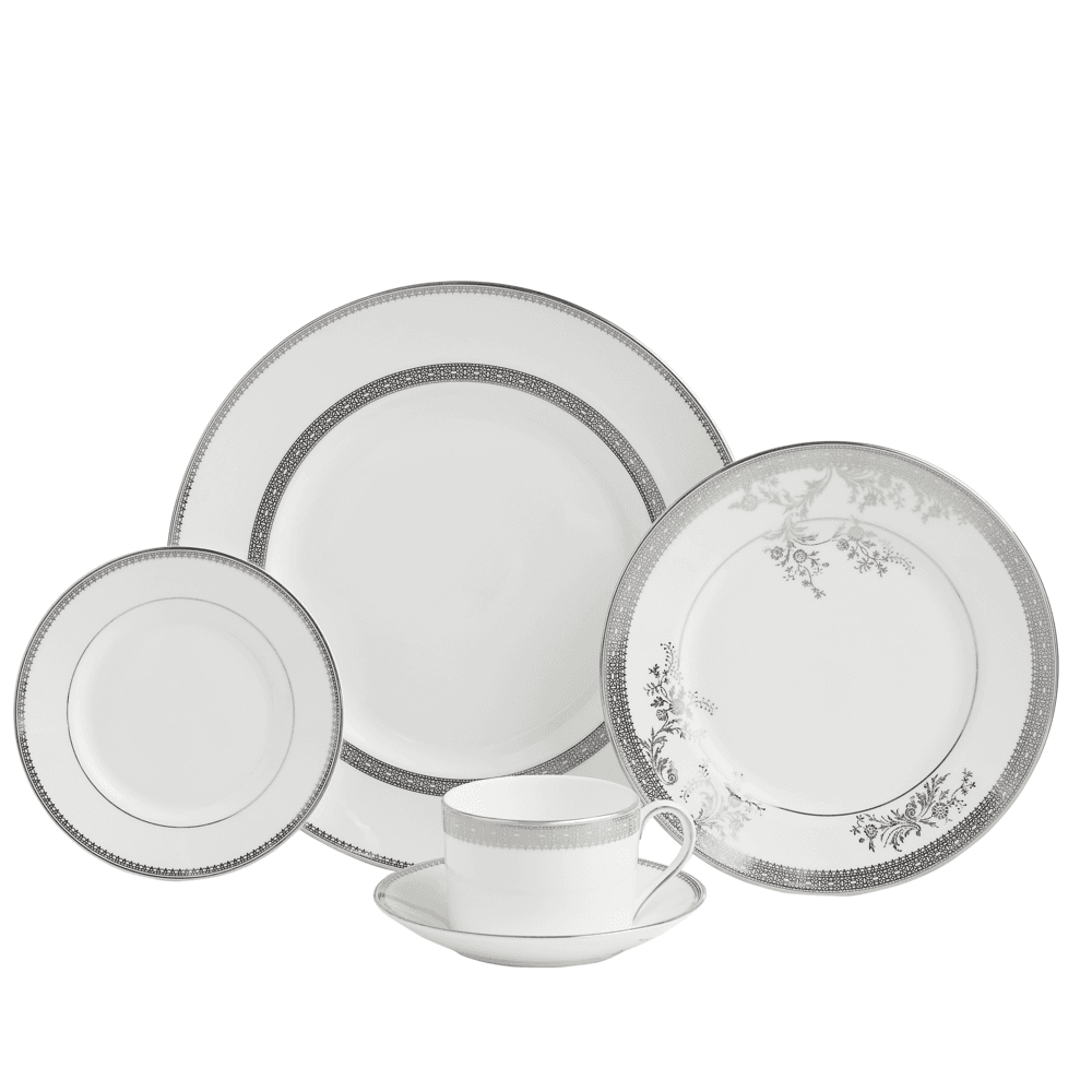 Lace 10 Piece Dinnerware Set, Platinum