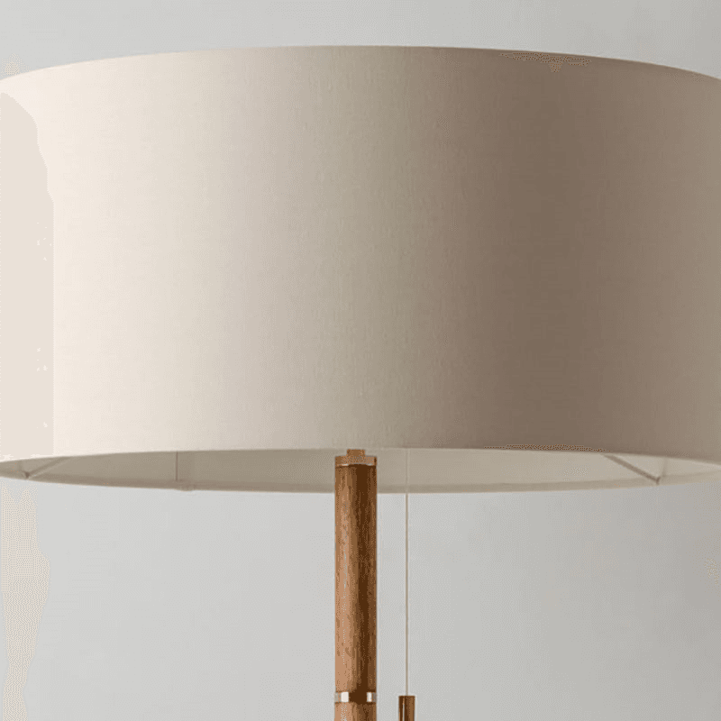 Disk Floor Lamp, H158cm, Brass & Wood
