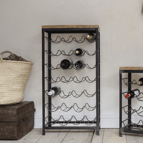 Image showing the Obra Industrial 28 Bottle Wine Rack, Black and Mango Wood product.