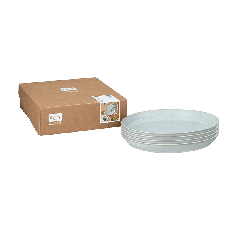 Kiln Green Set of 4 Dinner Plates, D26cm