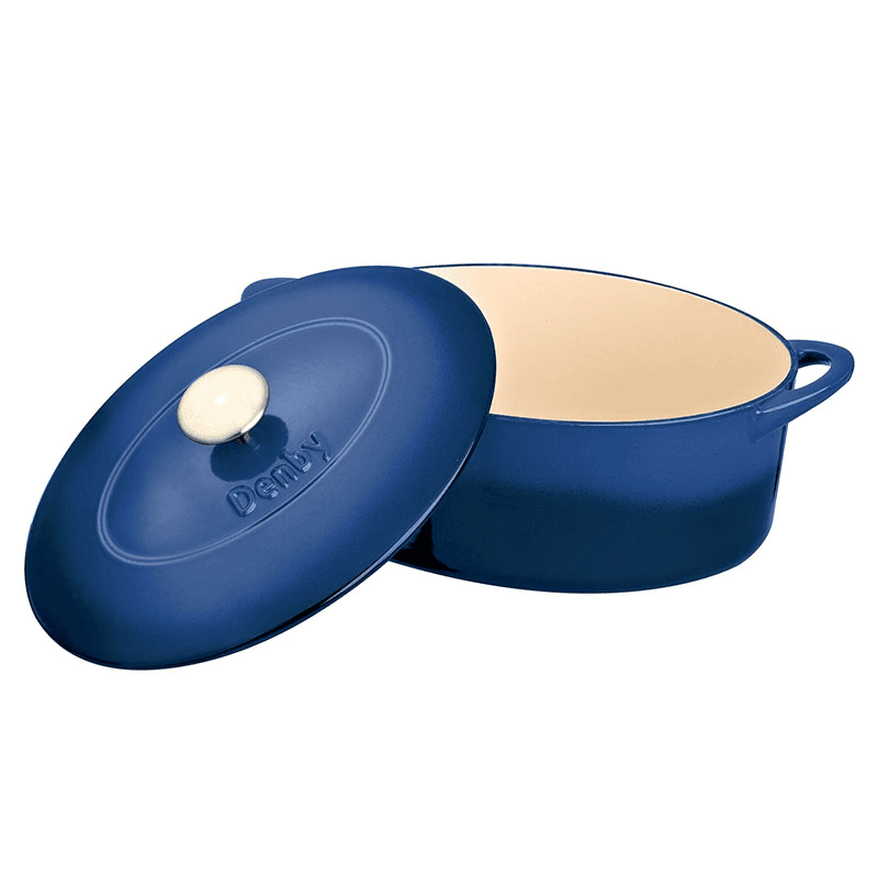 Cast Iron Oval Casserole Dish, L28 x W21 x H17cm, Cobalt Blue