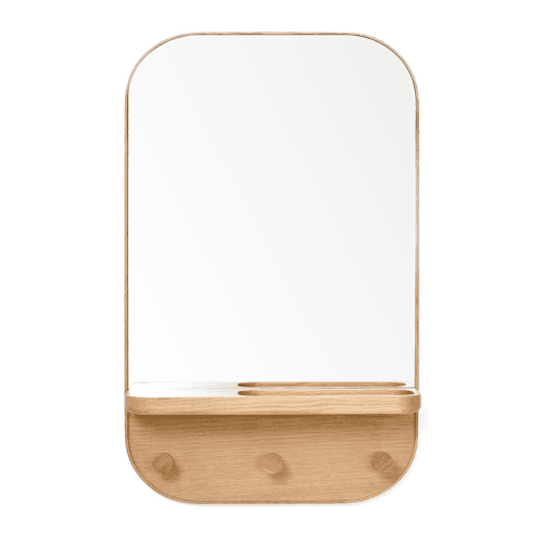 Image showing the Silent Butler Storage mirror, H73.5 x W41 x D13.5cm, Oak/Mirrored Glass product.