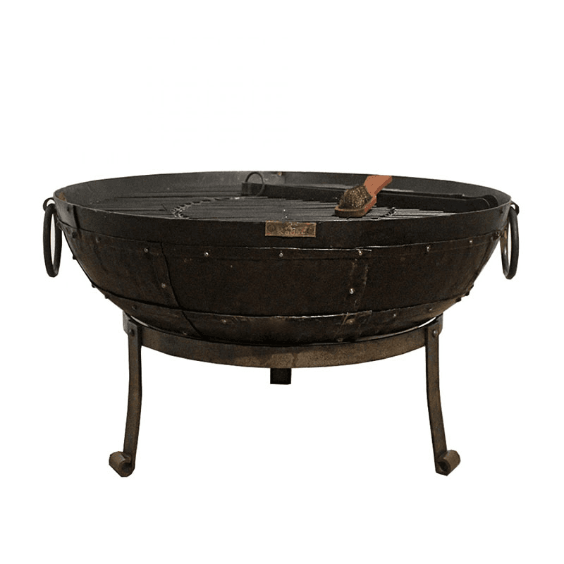 Recycled Kadai Firebowl with Low Stand, 60cm, Brown