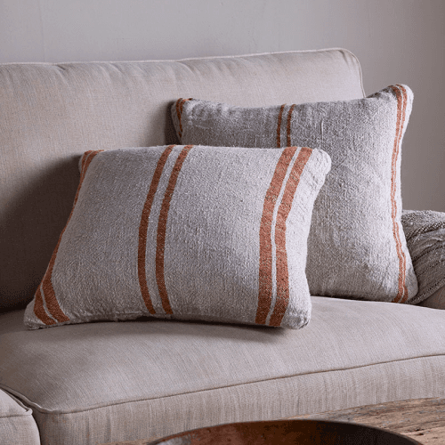 Image showing the Tajana Linen Stripe Cushion Cover, 50 x 50cm, Rust product.
