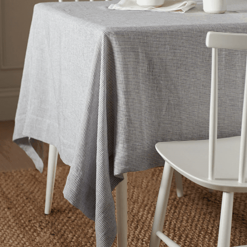Image showing the Sid Stripe Tablecloth, 150 x 250cm, French Blue product.