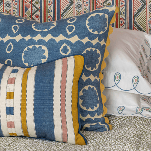 Image showing the Osborne Cushion, 57 x 57cm, Blue product.
