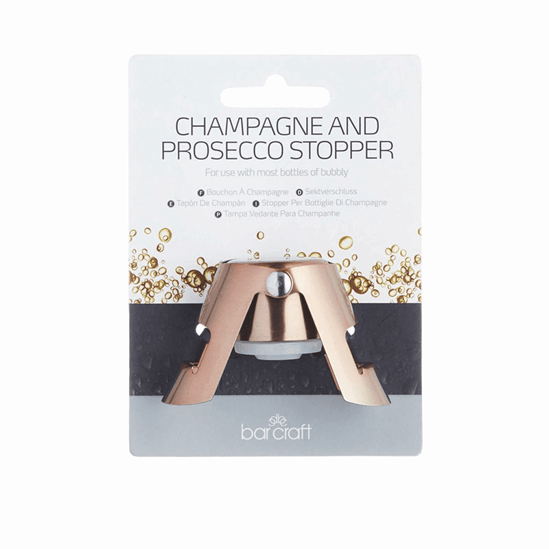 BarCraft Champagne and sparkling wine bottle stopper, 12 x 17 x 22cm, Copper Effect/Stainless Steel