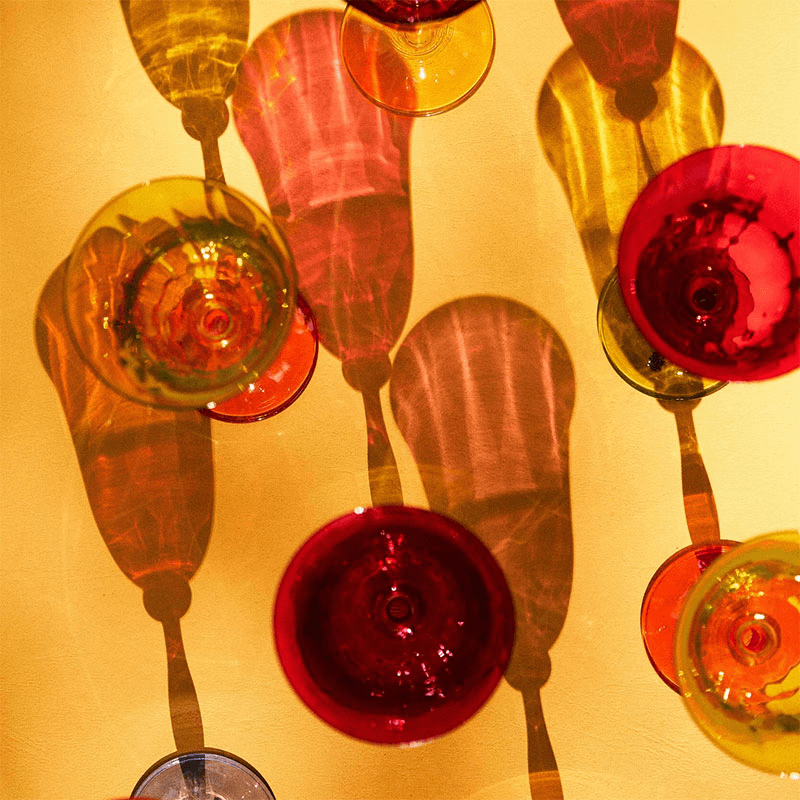 Colourblock Set of 4 Wine Glasses, Multi