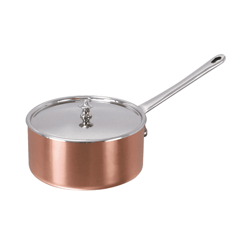 Image showing the Maitre D' Covered saucepan, 0.9 litre - D14cm, copper and stainless steel product.