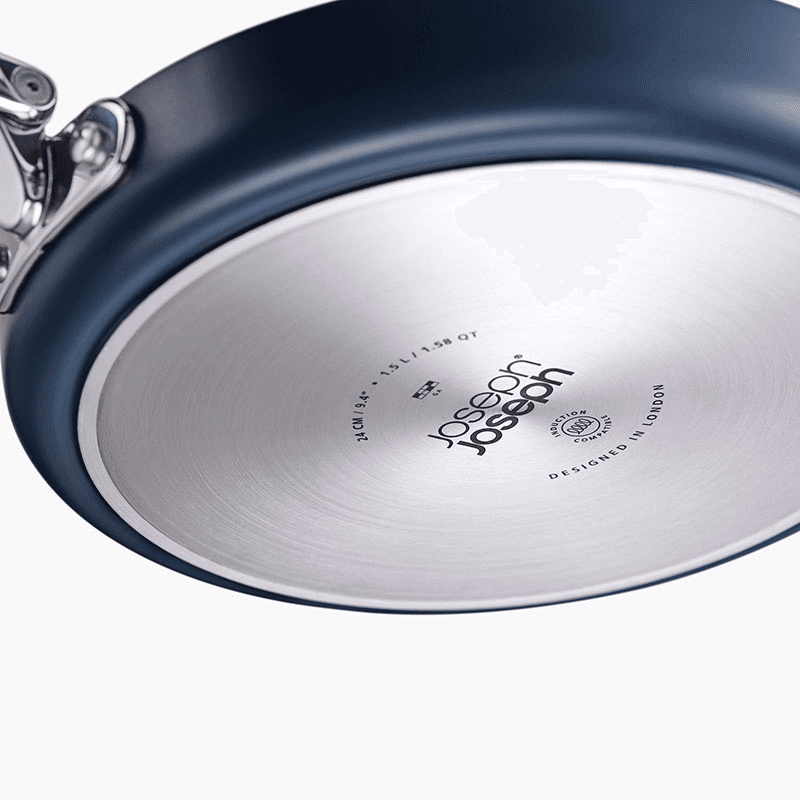 Space Folding Ceramic Non-Stick 2 Piece Frying Pan Set, Midnight Blue