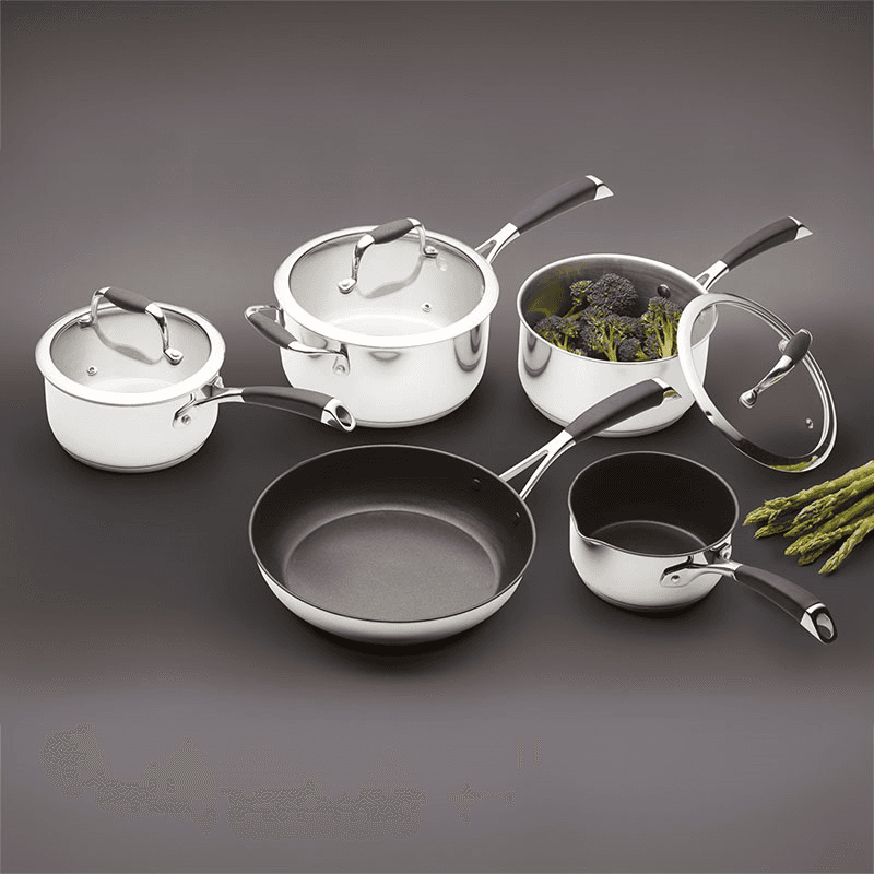 Five piece deluxe cookware set, Non-Stick Stainless Steel