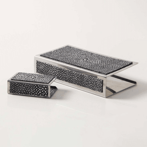 Image showing the Large Match Box Holder, 13 x 7cm, Charcoal Shagreen product.