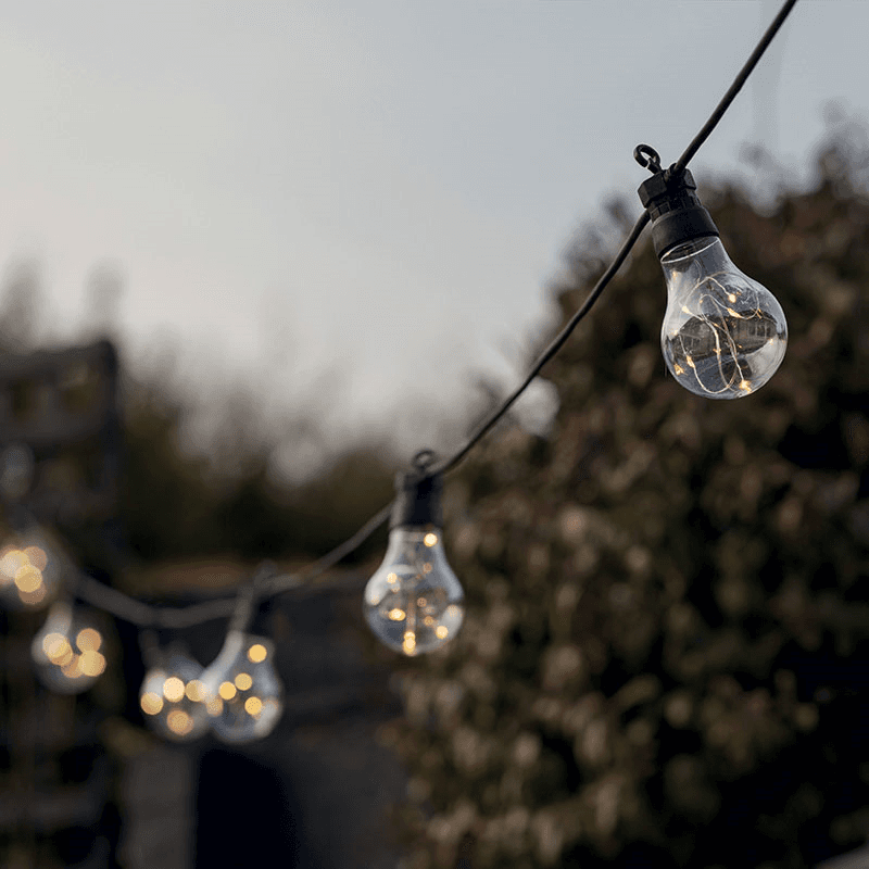 Festoon Solar Lights, 10 Bulbs, Black