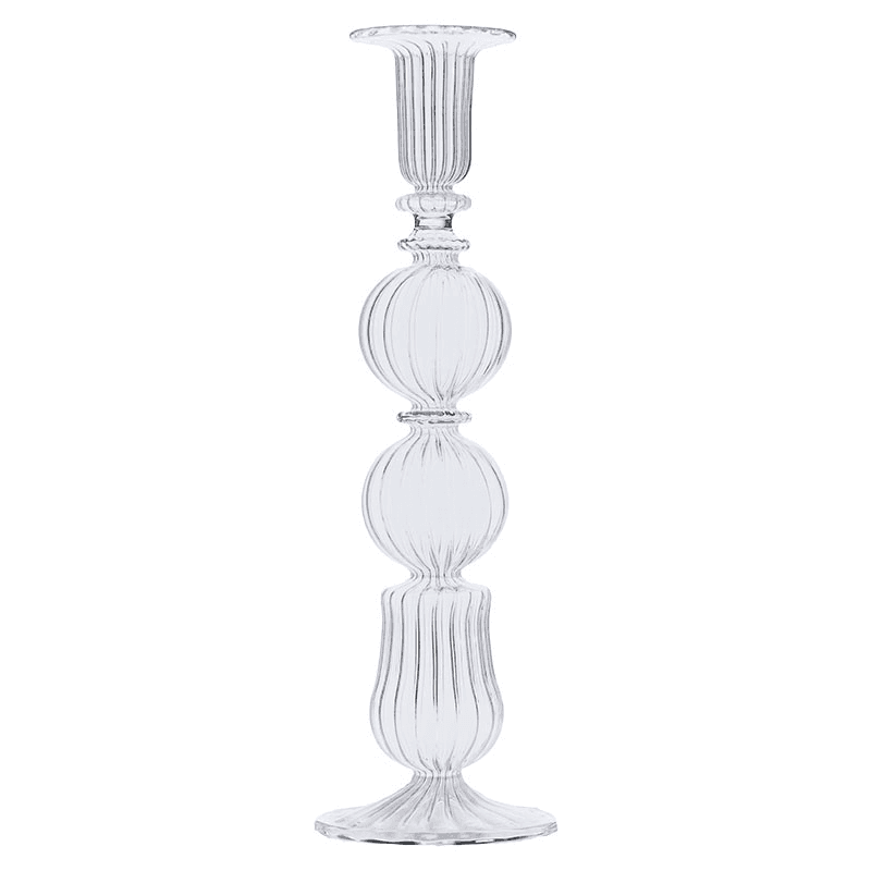 Ombe Glass Candlestick, H24cm, Clear