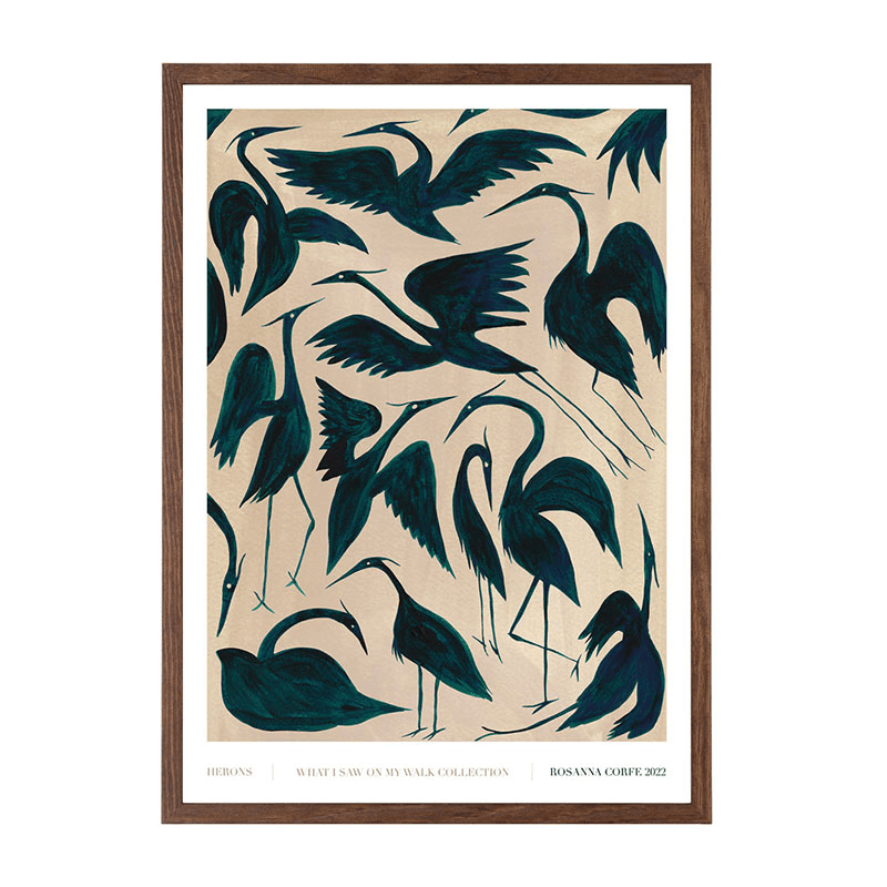 Herons Recycled Paper Print, A2, Teal