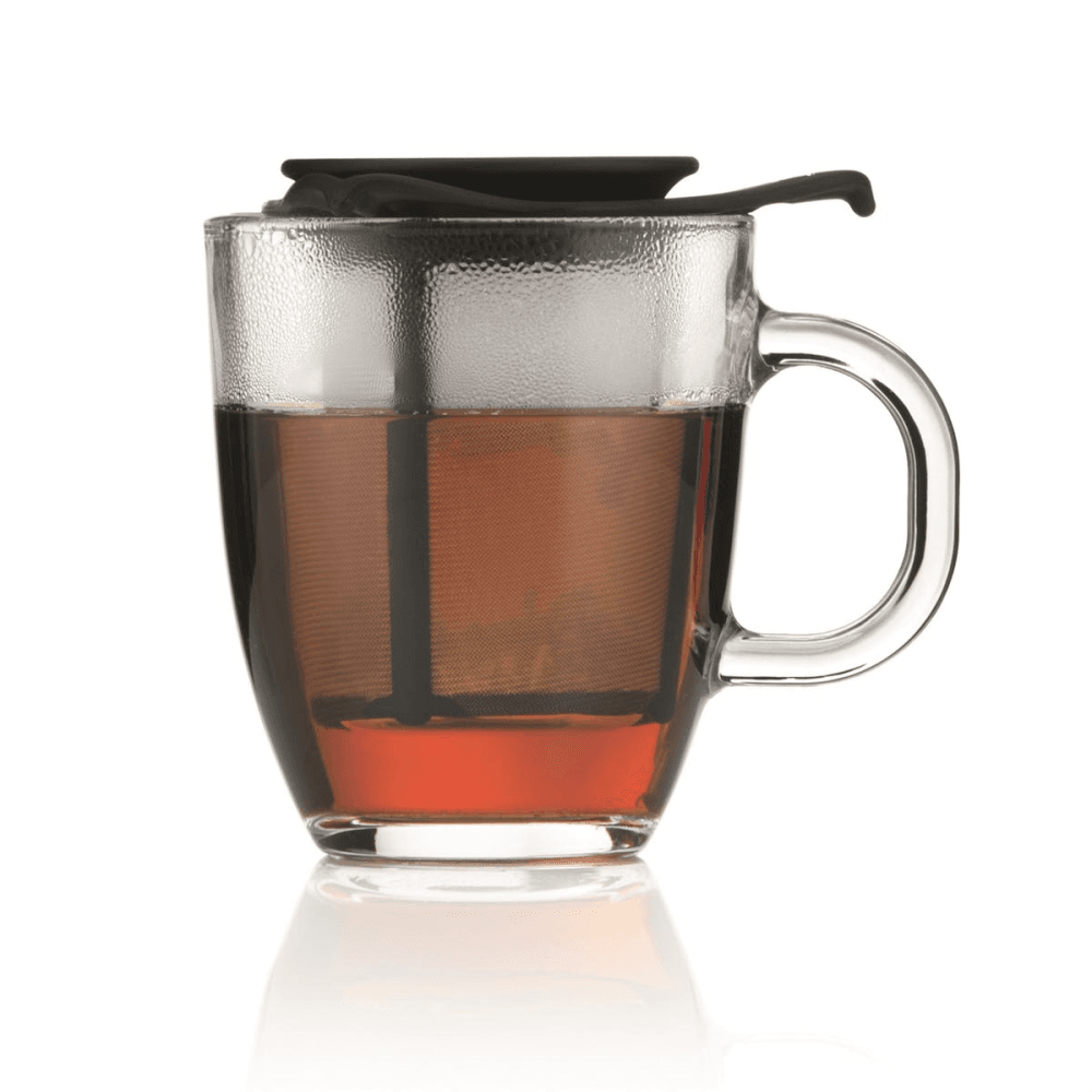 Yo-Yo Mug and tea strainer, 35cl, Black