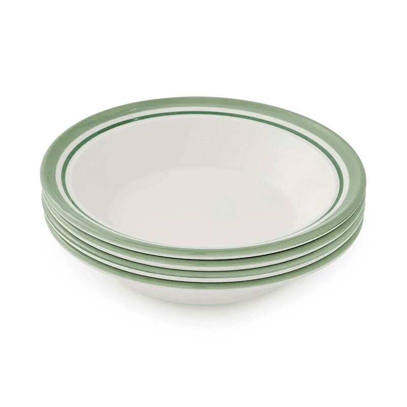 Potter's Stripe Set of 4 Soup Plates, D21cm, Green